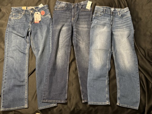 3 Pairs Boys 14 Regular Jeans Bundle NWT Levi’s 551Z & OshKosh Straight Fit