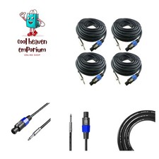 4X 25 Feet Professional Speakon to 1/4" Speaker Cables - Heavy Duty Durable
