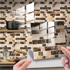 Brown Marble Tile Stickers Peel & Stick 20x20cm Pack of 25
