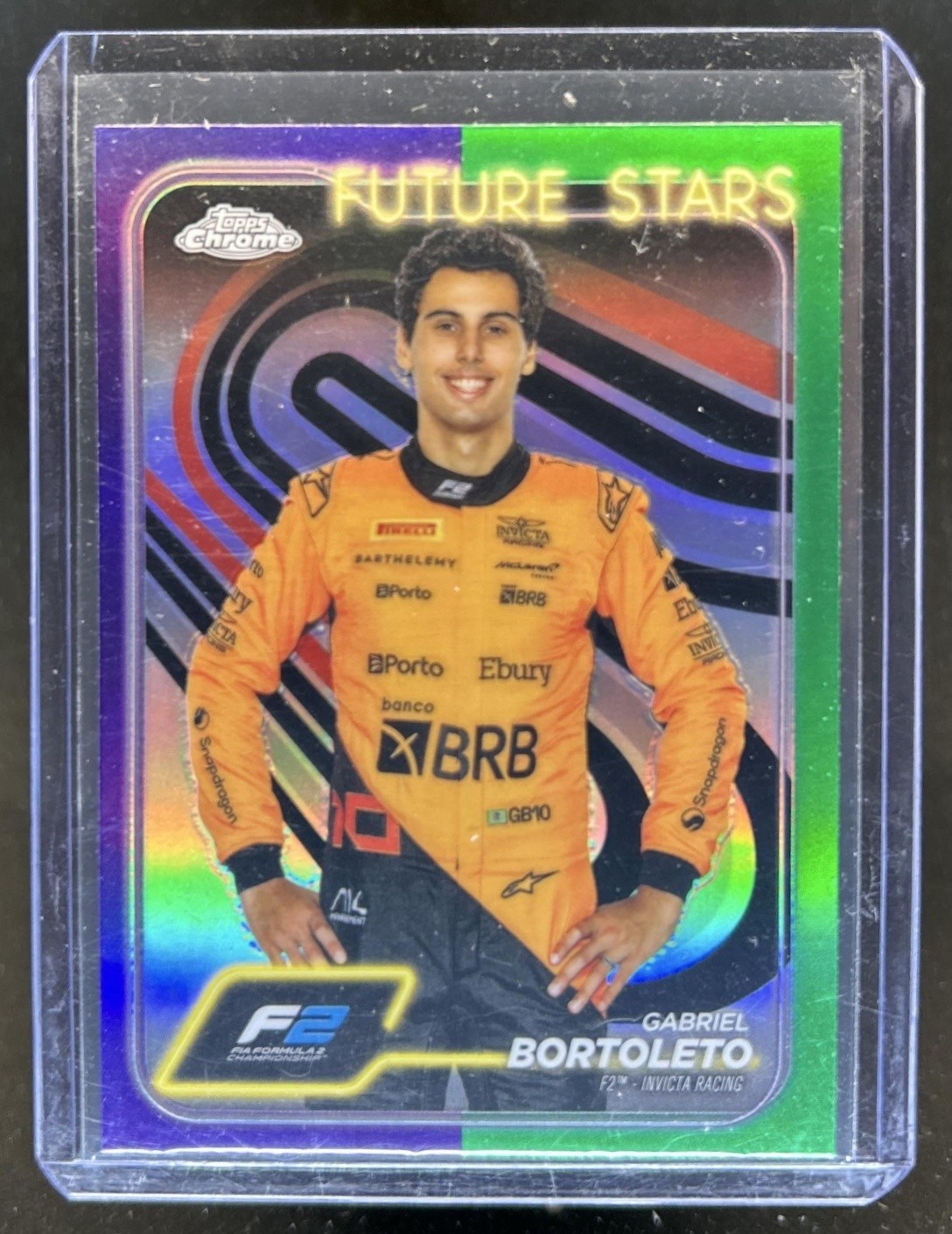 2024 Topps Chrome F1 Gabriel Bortoleto Purple/Green Refractor F2 Future Stars 28
