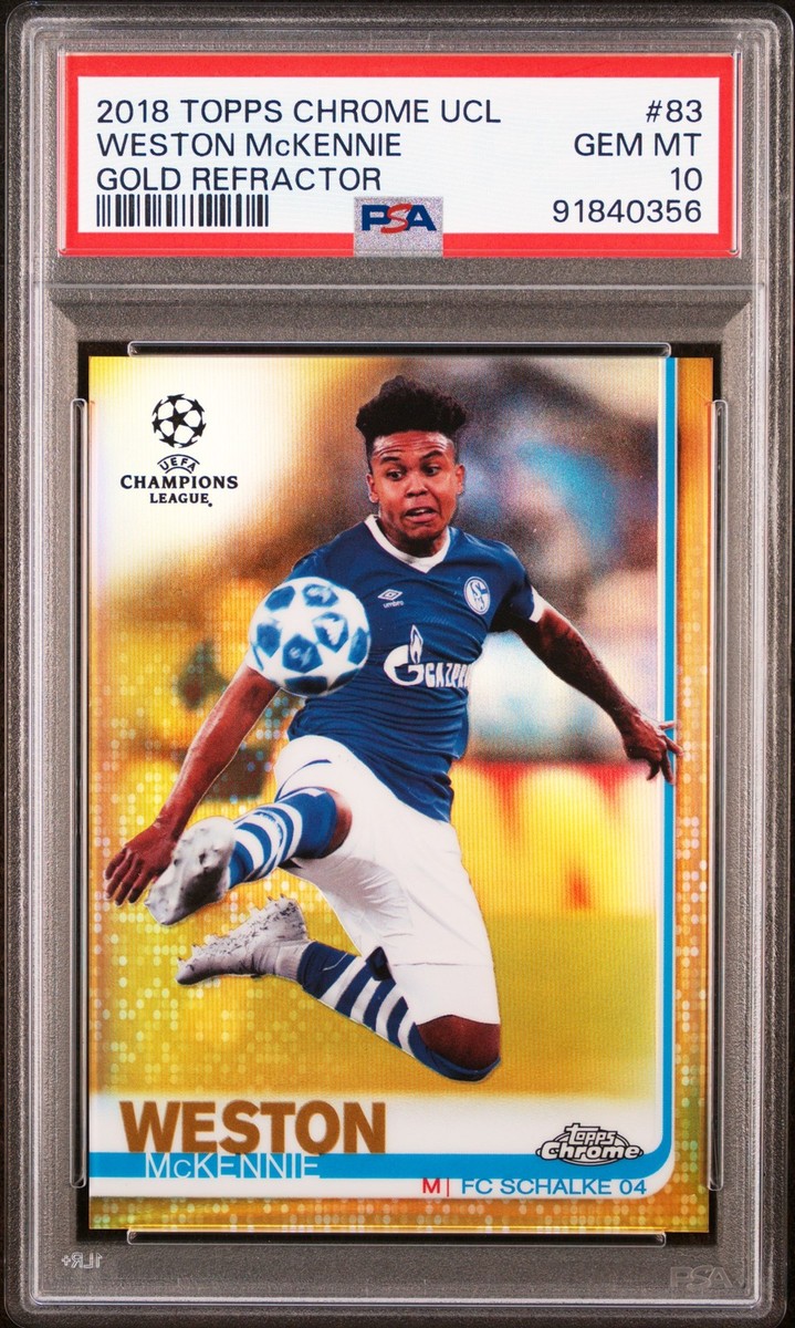 2018 Topps Chrome UCL Gold /50 RC Weston Mckennie #83 PSA 10 Pop 8