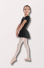 NWT Bloch Girls' Tiffany Short Sleeve Leotard with Skirt in Black CL5342