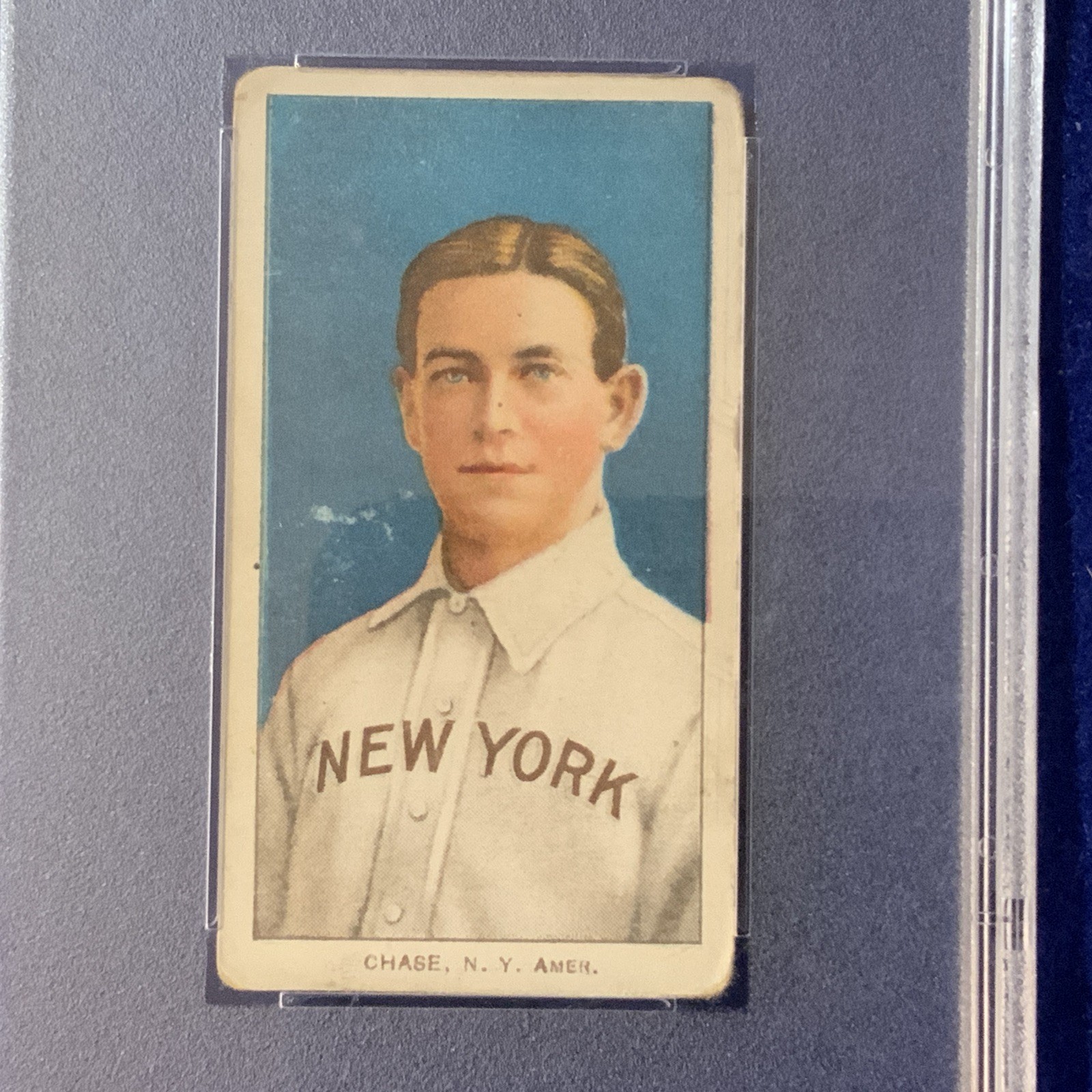 Rare HAL CHASE 1909-11 T206 PSA 3 Tolstoi Tobacco Card Blue Portrait New York view 3