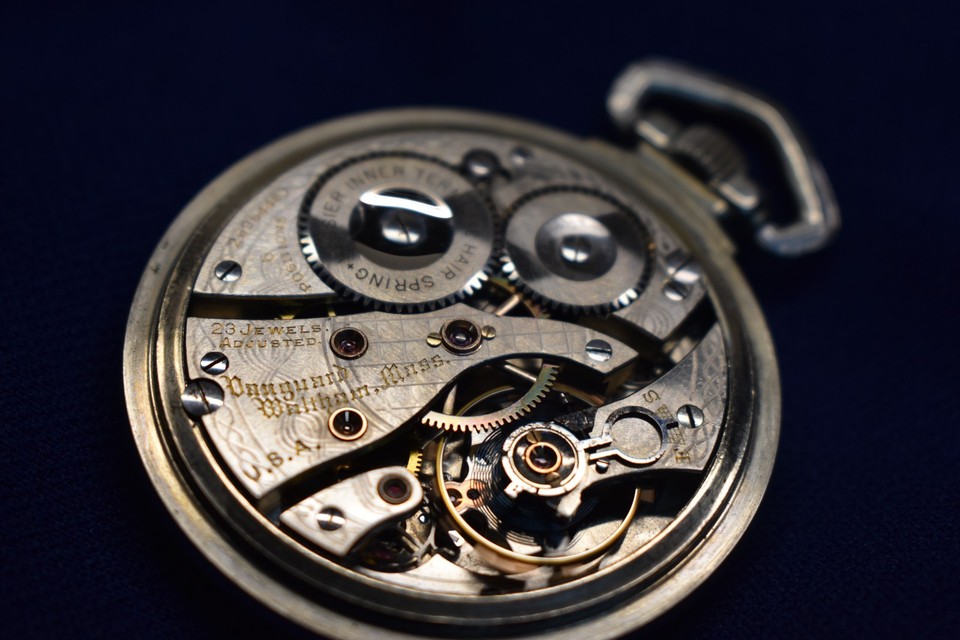 1908 Waltham Vanguard Up Down Indicator 23J 6 Adj. 14K G.F. Case ...