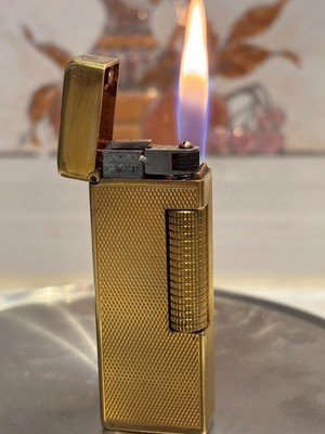 Dunhill Rollagas Gold Feuerzeug Vintage Made in Switzerland voll funktionsfähig