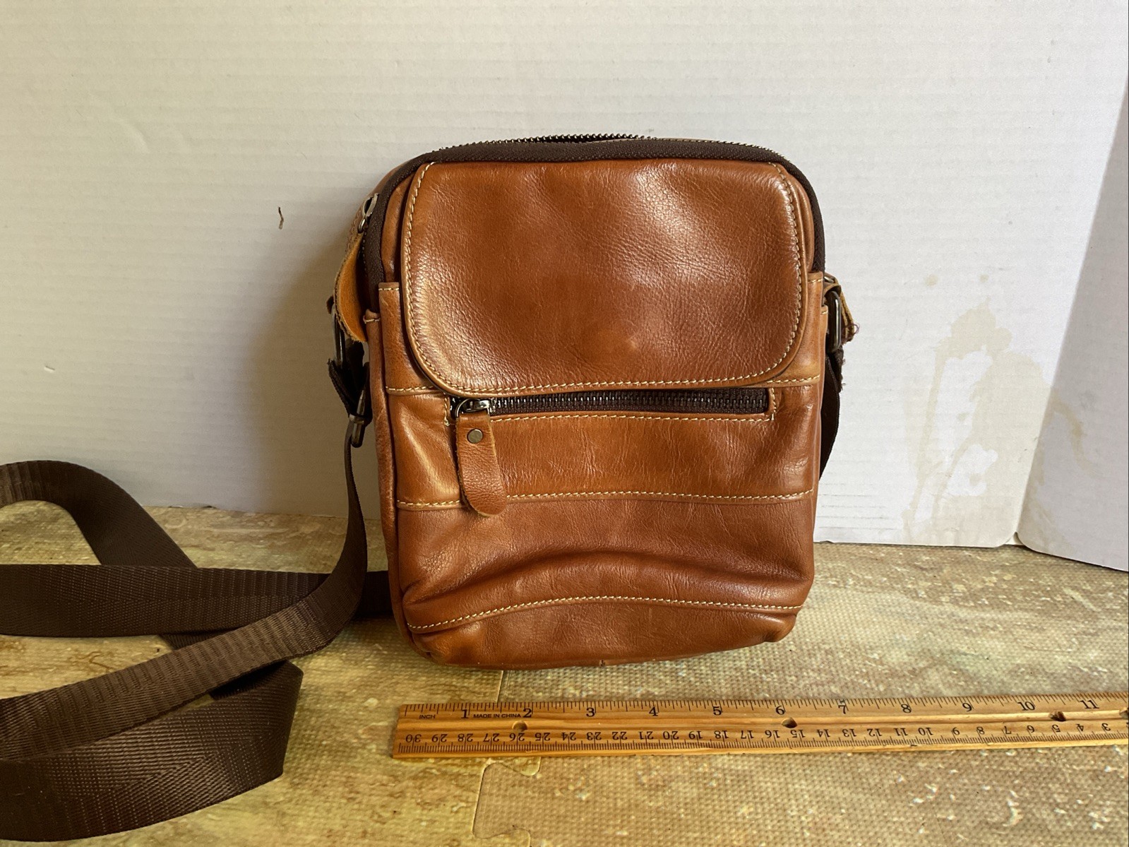 Ameri Leather Cross Body satchel Bag Brown Leathe… - image 10