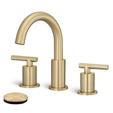 MTTCLE 8" Widespread Double Handle Bathroom Faucet Brushed Gold with Drain