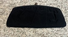 Vintage Admiral Black Canvas Clutch Bag w/ Amber Crown Topper.