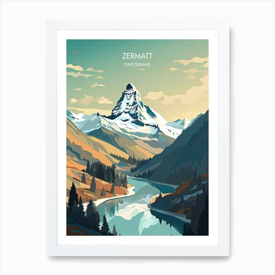 Poster von Zermatt Schweiz, Sk gerahmtes Wandbild Poster Leinwanddruck Bild
