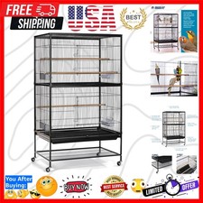 Wrought Iron Flight Cage with Stand Black Bird Cage, 31-Inch by 20-1/2-Inch b...