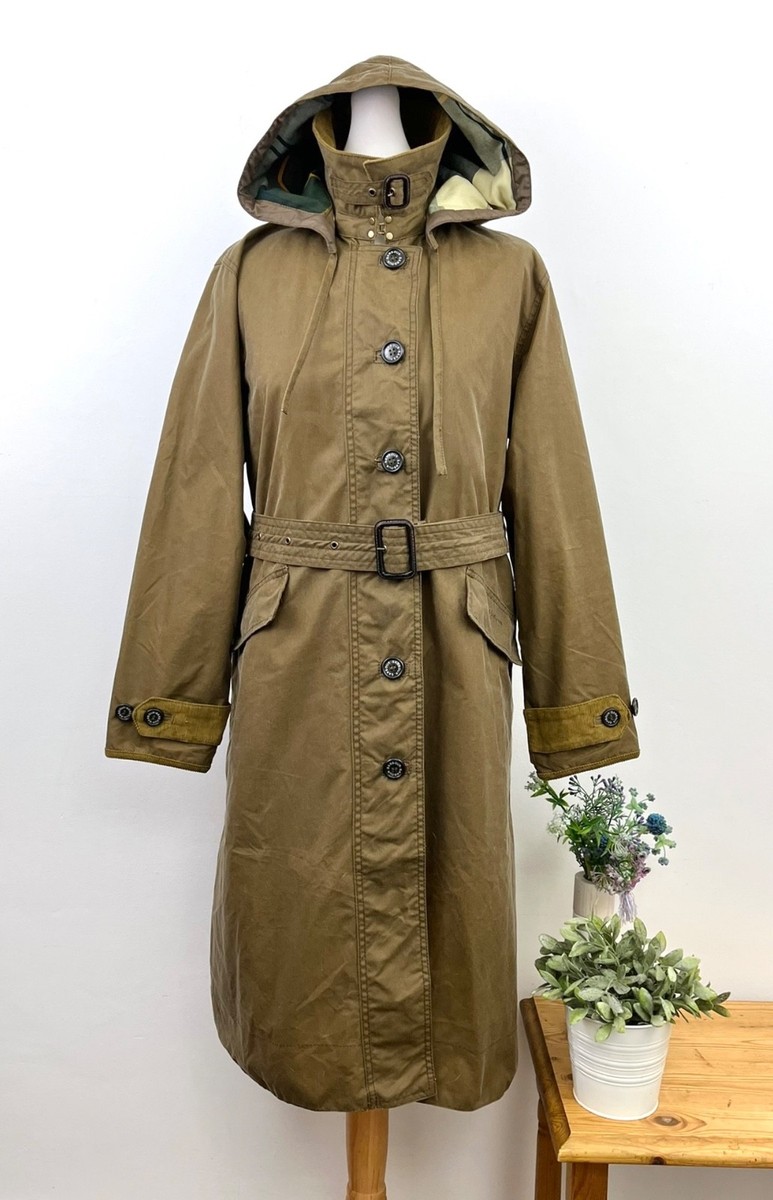 BARBOUR Camel Alice Wax Trench Coat Size UK 12 EU 38 USA 8 FRA 42 SPA 44 L Belt View 3