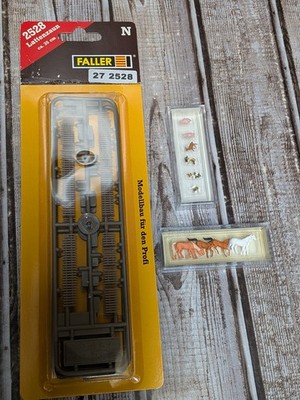 Preiser N Scale Small Animals Horses + Faller Fence Model Train Accessory
