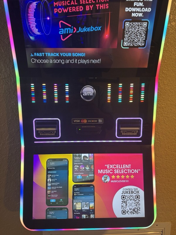 AMI Digital Jukebox Machine Touchscreen w/ QR Code Music Selection Interface