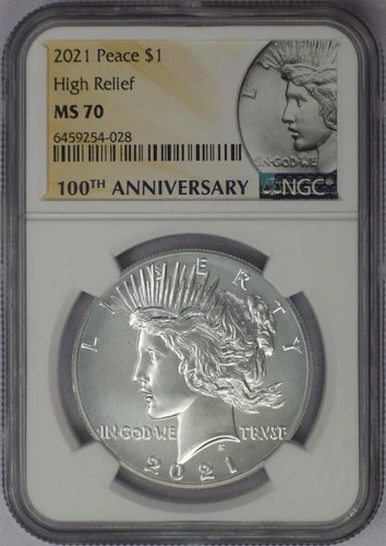 2021 High Relief Peace Dollar - NGC MS 70