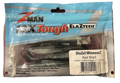 ZMan 10X Tough, DieZel MinnowZ Bait Bad Shad 4 in Package 4''