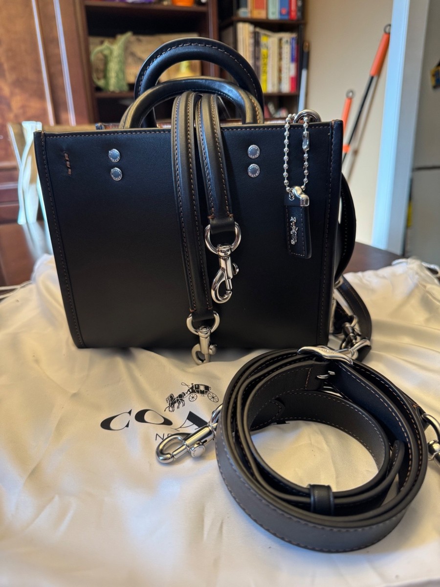 Coach Rogue 20 Black Glovetanned Leather Satchel Top Handle 3 Way 