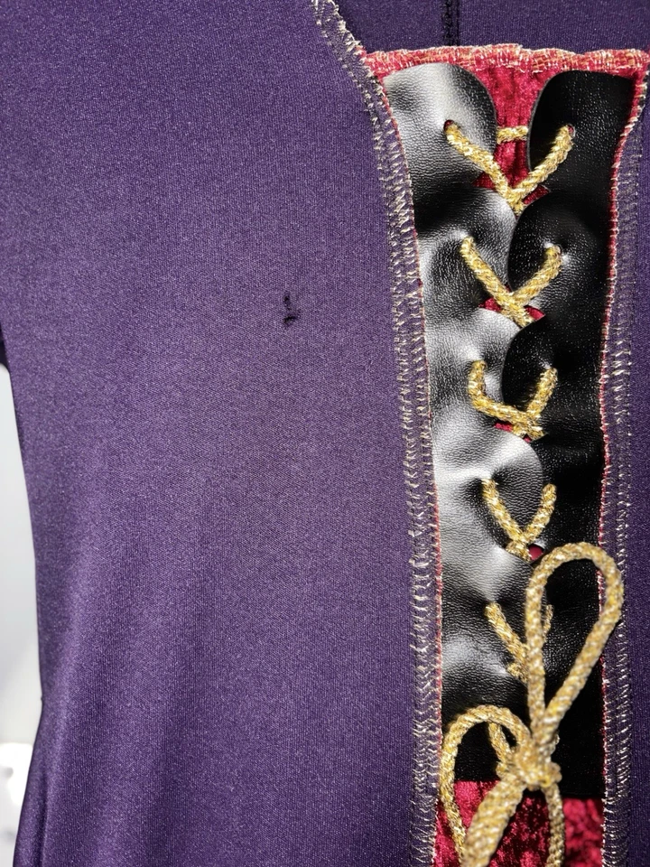 Renaissance Dress Medieval Costume Purple & Red Velour w/ Tie Women Size Regular - Image 4 of 4