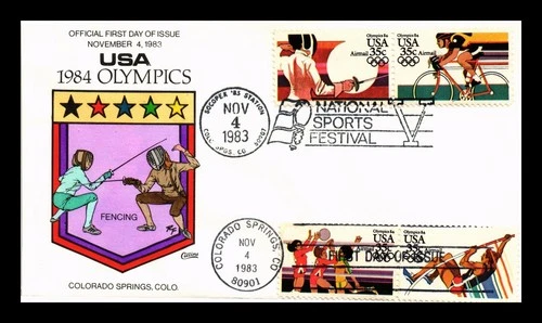DR JIM STAMPS US COVER OLYMPICS 35C AIR MAIL FDC COMBO COLLINS HAND PAINTED