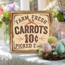 Farm Fresh Carrots 10 Picked Wooden Plaque Rustic Farmhouse Wall Decoration Sign