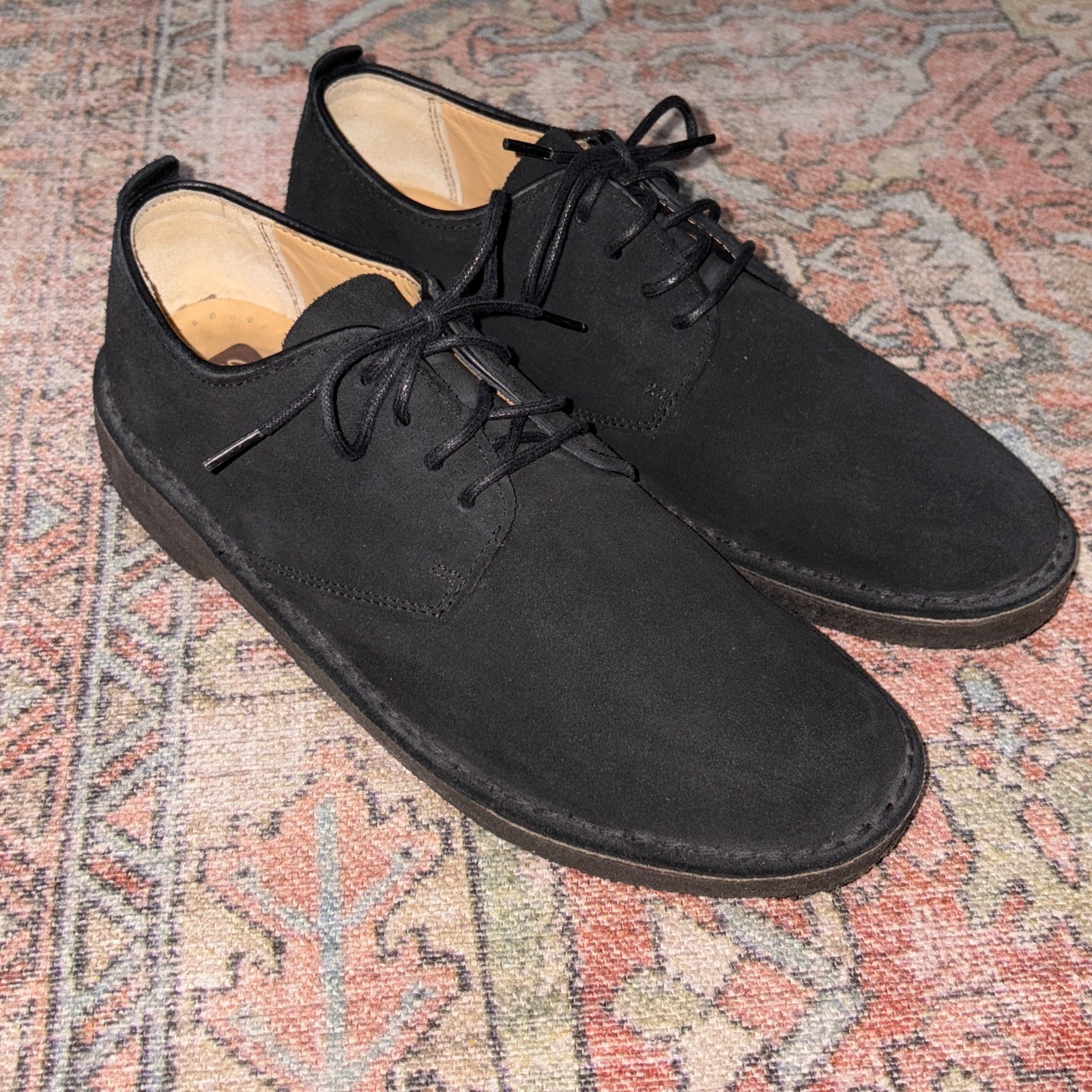 SAOLA Scarpa Clarks Originals Desert London scamosciata nera da uomo USA suola crepe 7 5