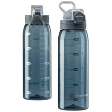 Time Marker Water Bottle Gym, 30oz Large Durable Transparent Bottle for Worko...