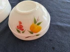 Anchor Hocking Fire King Gay Fad Fruit Milk Glass Mixing Bowls Vintage Set of 2