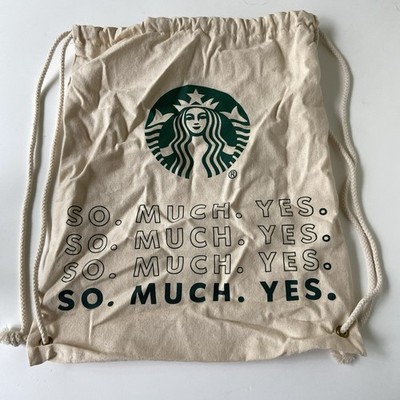 Starbucks Drawstring Backpack Siren Logo Bag Beige & Green  So. Much. Yes. 