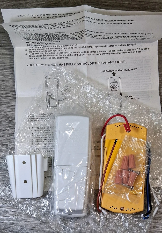 Hampton Bay Ceiling Fan Remote Model# FAN-HD & Receiver #FAN18R Replacements NEW - Image 3 of 3