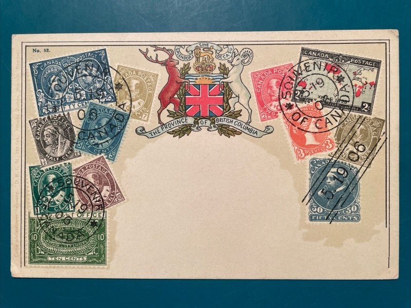 OTTMAR ZIEHER Canada Stamp Postcard w/ Crest , early 1900