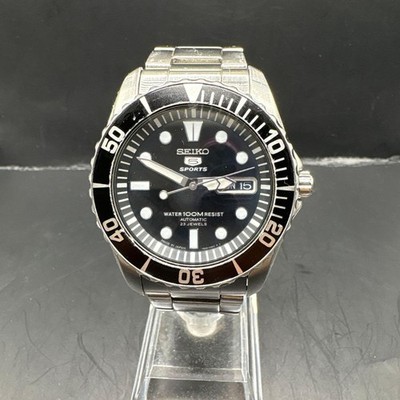 SEIKO 5 Sports 7S36 Automatic Diver Watch Black Dial Used