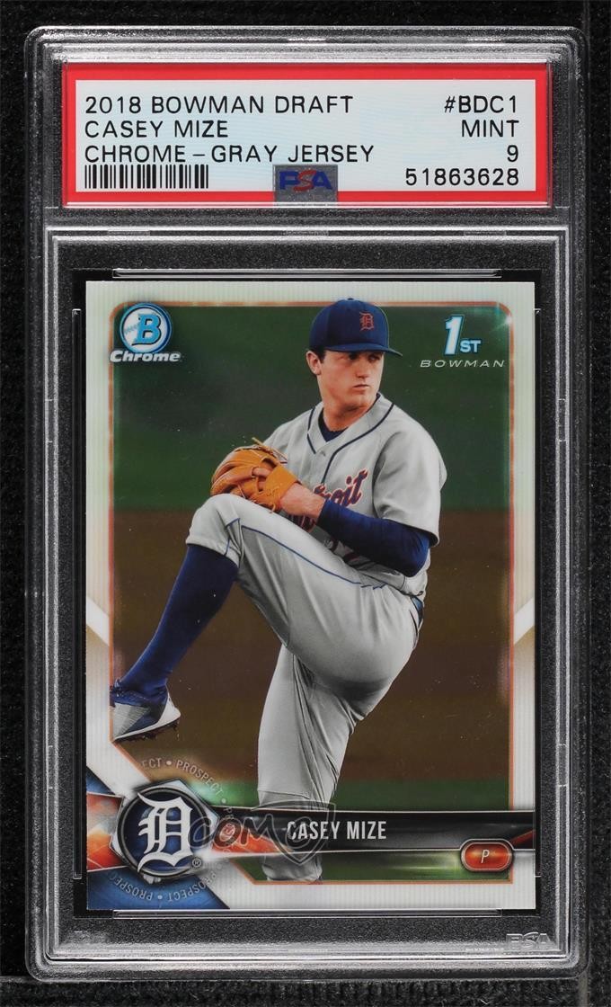 2018 Bowman Draft Chrome Casey Mize (Gray Jersey) #BDC-1 PSA 9 MINT 8tl