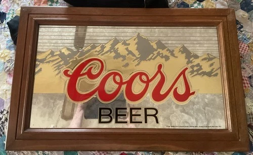 1987 Vintage Coors Beer Mirror Bar Wall Sign 17 3/4 x 27 3/