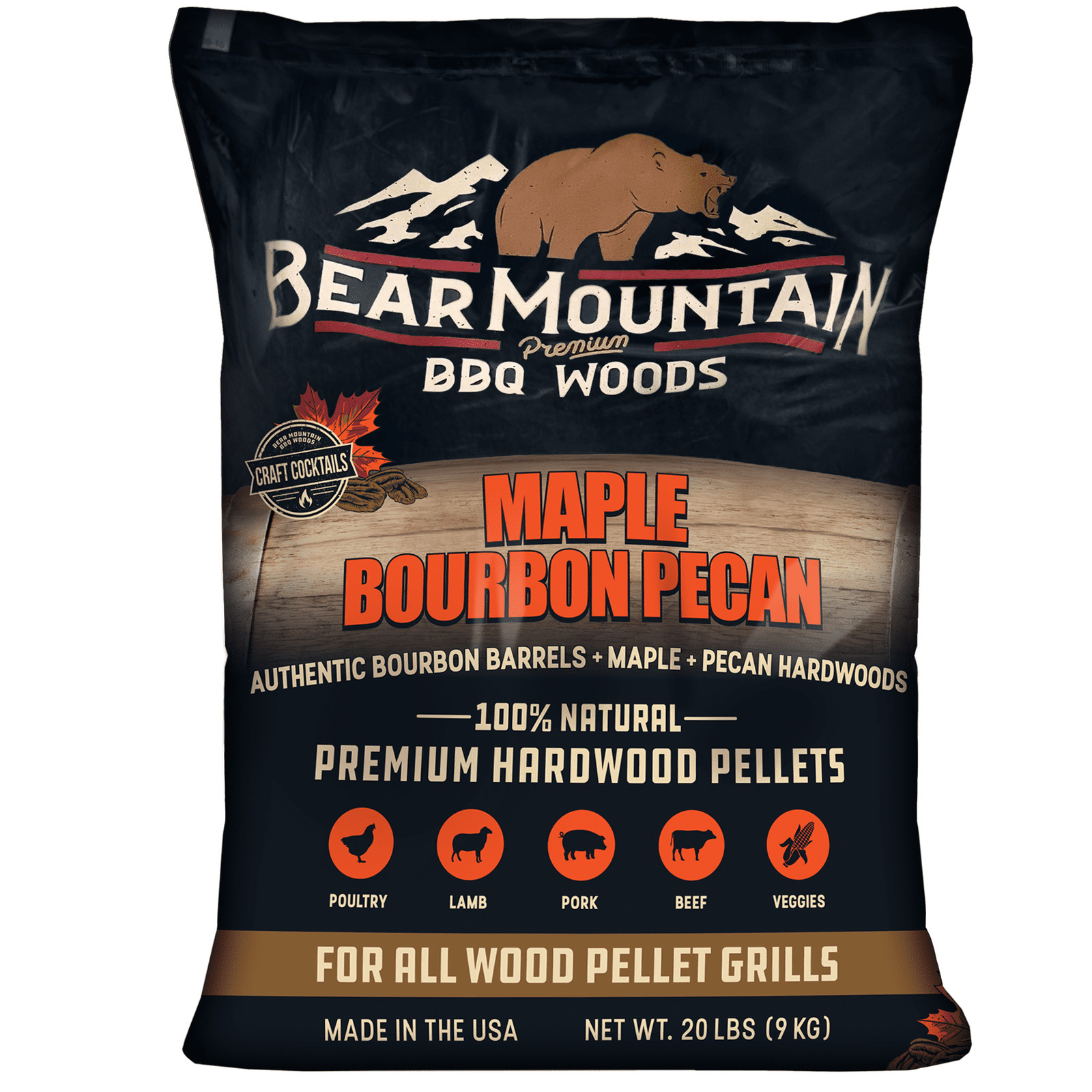 Bear Mountain Premium BBQ Woods Maple Bourbon Pecan BBQ Wood Pellets