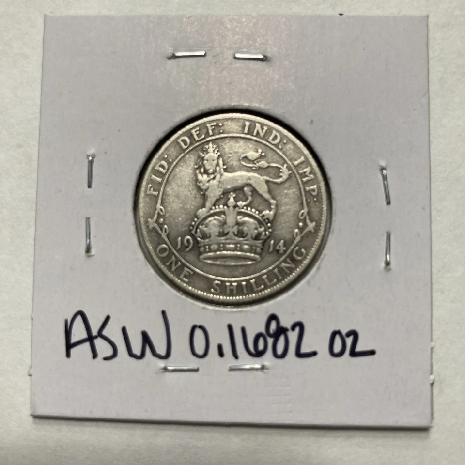 1914 Great Britain UK 1 Shilling .925 Sterling Silver King George V Coin - Image 2 of 2