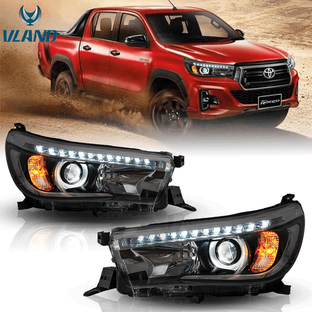 Pair LED Headlights For Toyota Hilux Revo 20162017 W/ Sequential