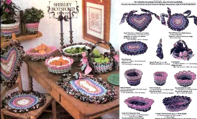 Rag rug crochet patterns: baskets, placemats, casserole cozies, chair pads ... - Image 2 of 3
