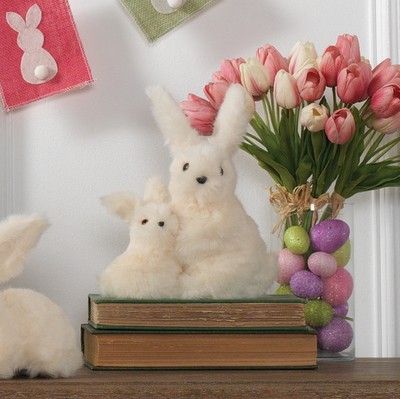 NEW!~RAZ Imports~9.5'' White Cream Mommy Bunny Rabbit & Baby Hug~Spring/Easter