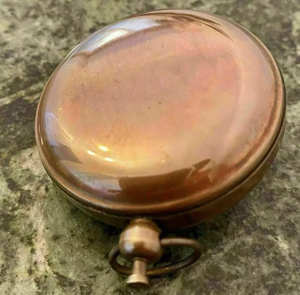 Reloj de Sol Antiguo Bolsillo Brújula Vintage Nuevo Pulsador Completo Latón 2" Foto 3 de 4