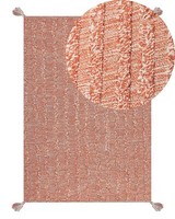 Teppich Baumwolle Orange Einfarbig Handgetuftet Quasten 140 X 200 Cm Boho Mugla