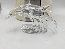 VTG Swarovski Crystal Figurine SCS Dolphins Lead Me Mother and Child 1990 W Box