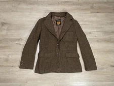 VTG Fox Run Little Foxes Womens Sz S Brown Wool Tweed Herringbone Blazer Jacket