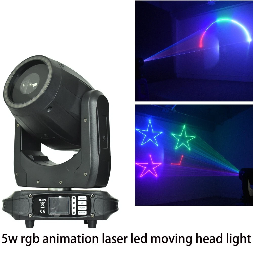 5W Laser Light Moving Head RGB Animation Laser Disco LED Stage Light New Spot