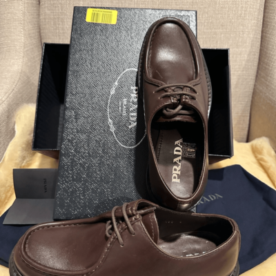 Prada brushed leather lace-up shoes, loafers size 7,5, EU  display picture 1