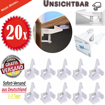 BONN-DESIGN ▀ 20x Kindersicherung Schubladensicherung Schrankschloss Schranksicherung Baby ▀