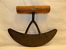 Vintage FOOD CHOPPER Single Blade w WISHBONE HANDLE Antique Kitchen Tool