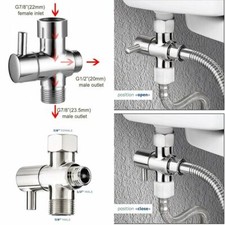 7/8"  1/2" T-adapter Valve 3-Way Brass For Toilet Bidet Shower Head Diverter US