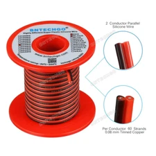 22 Gauge 2 Conductor Parallel Silicone Wire 200 deg C 50 feet Tinned Copper Wire
