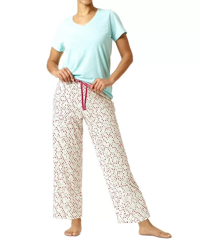 Pantalones de pijama clásicos para mujer Hue X5530 con cordón Be My Dot, blanco roto, M Foto 3 de 4