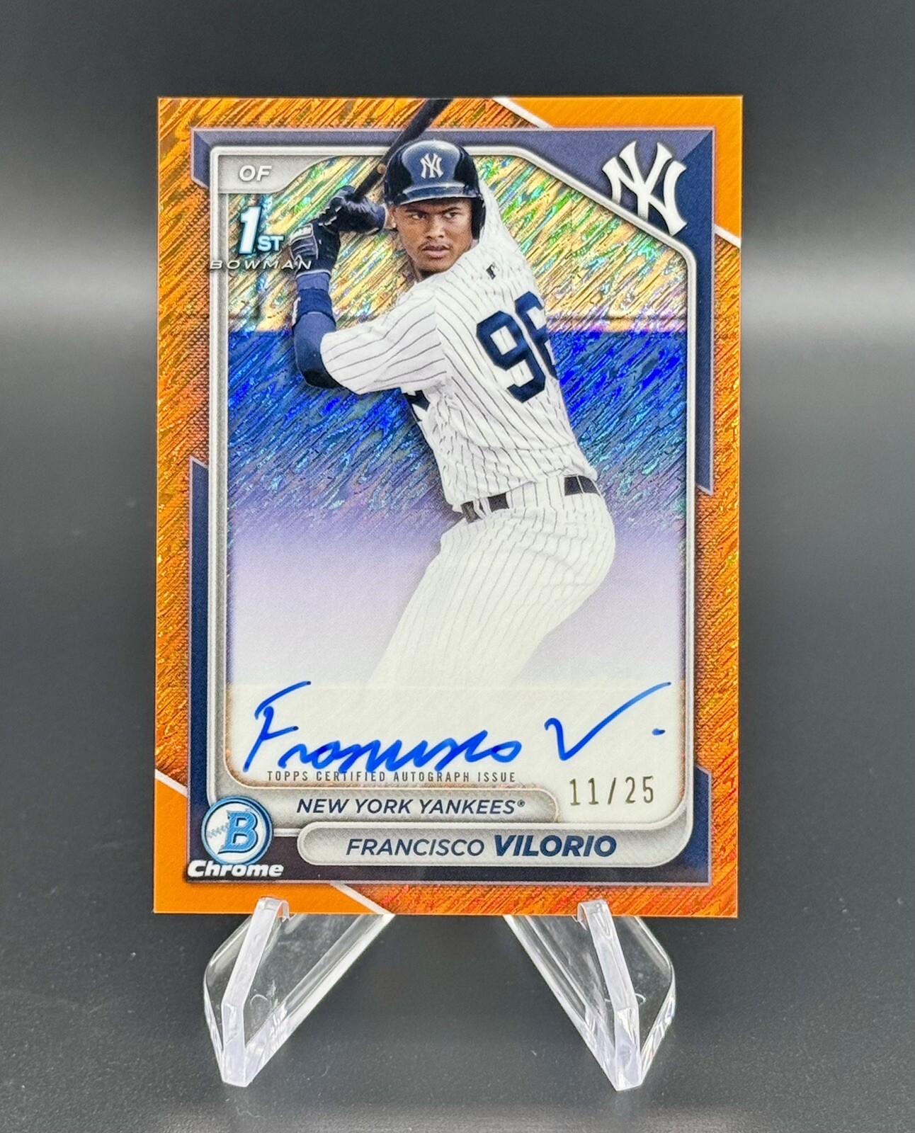 2024 Bowman Chrome Francisco Vilorio Bowman 1st Orange Shimmer Auto /25