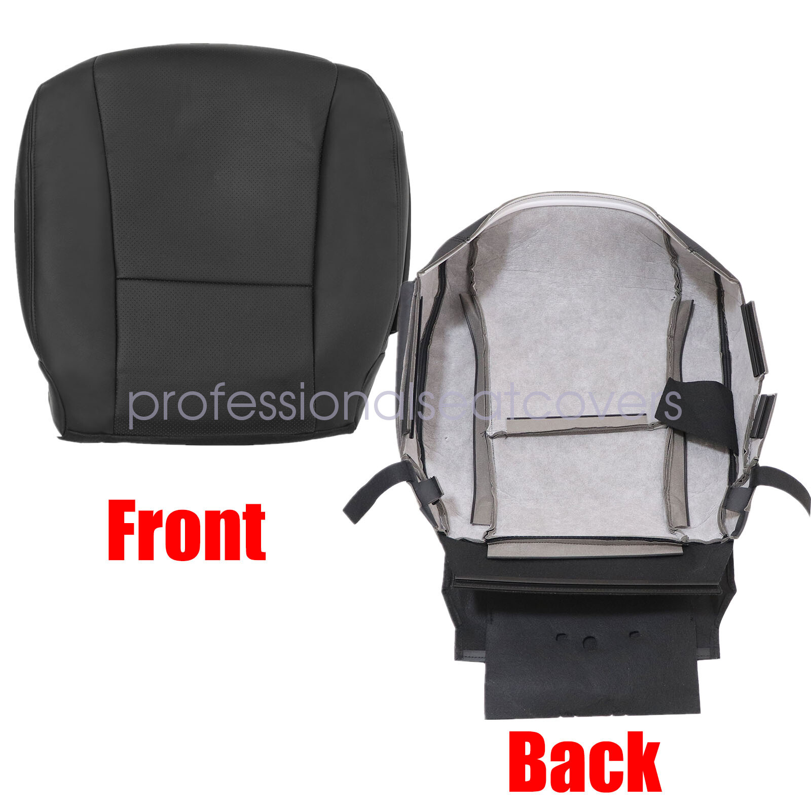 For 2007-2012 Lexus LS460 LS600h Both Side Bottom/Top Replacement Seat Cover Blk